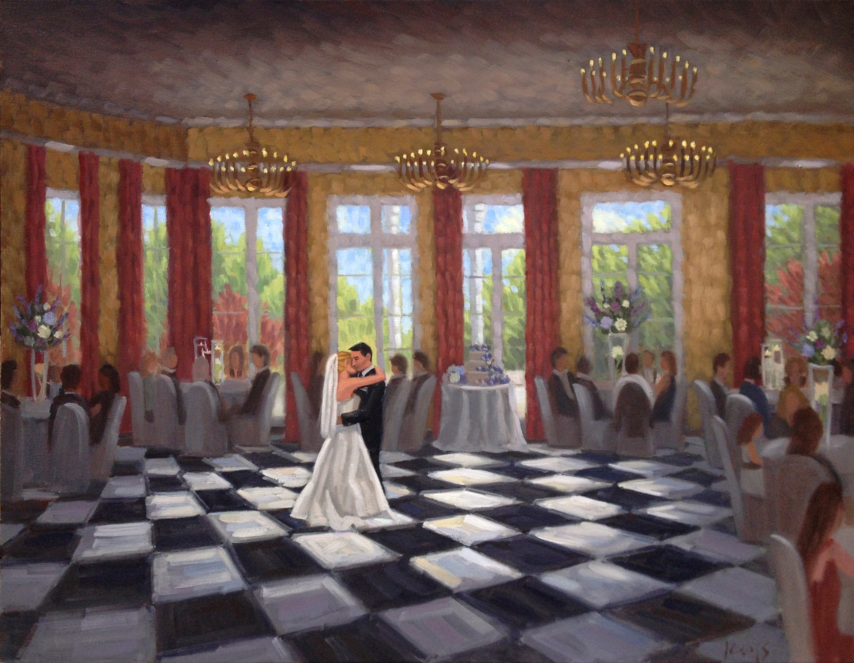 Live Wedding Painting South Carolina Country ClubBen Keys, Wed on Canvas Live Wedding Artist