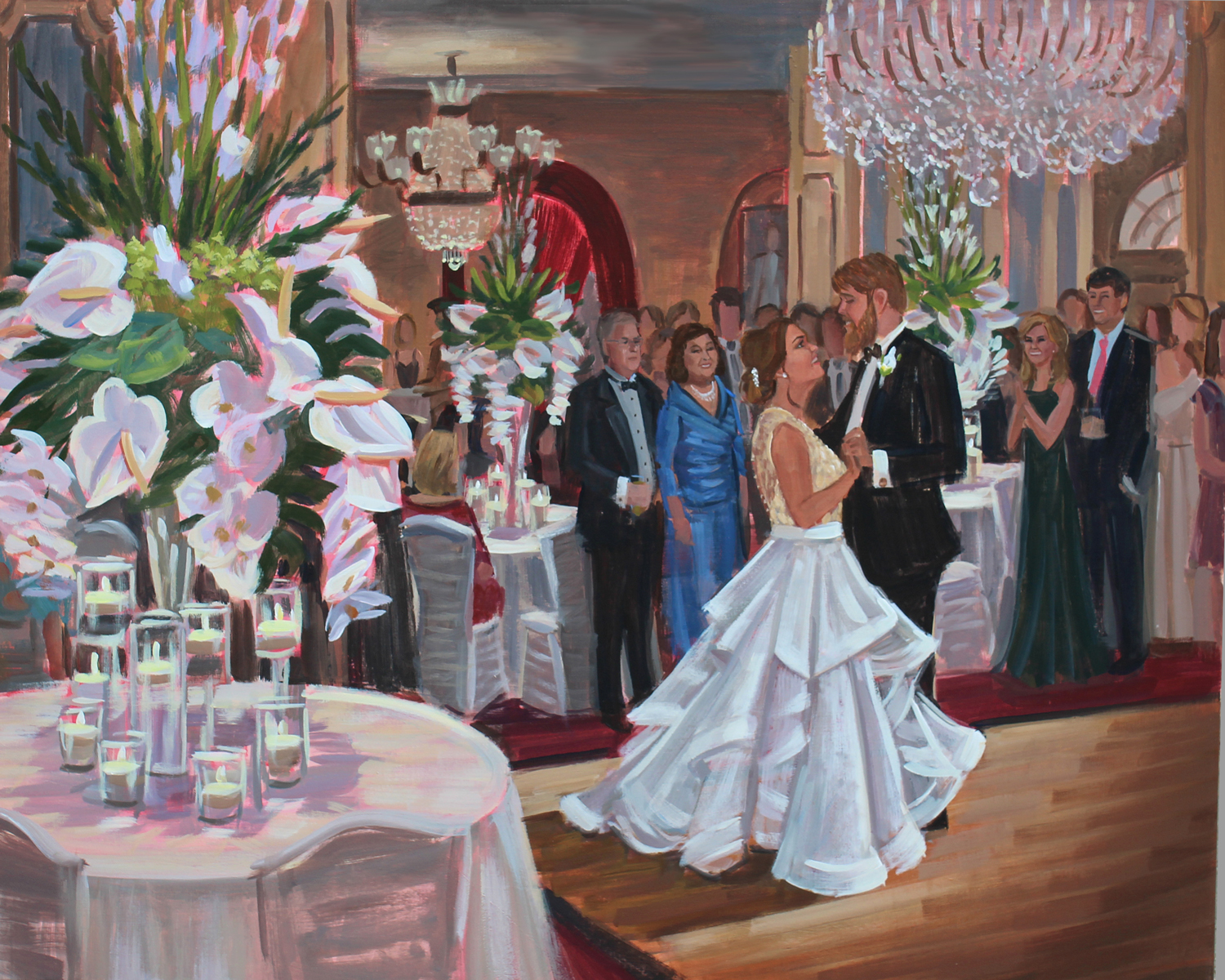 Omni Royal Orleans Wedding painting by Ben Keys, Live Painter