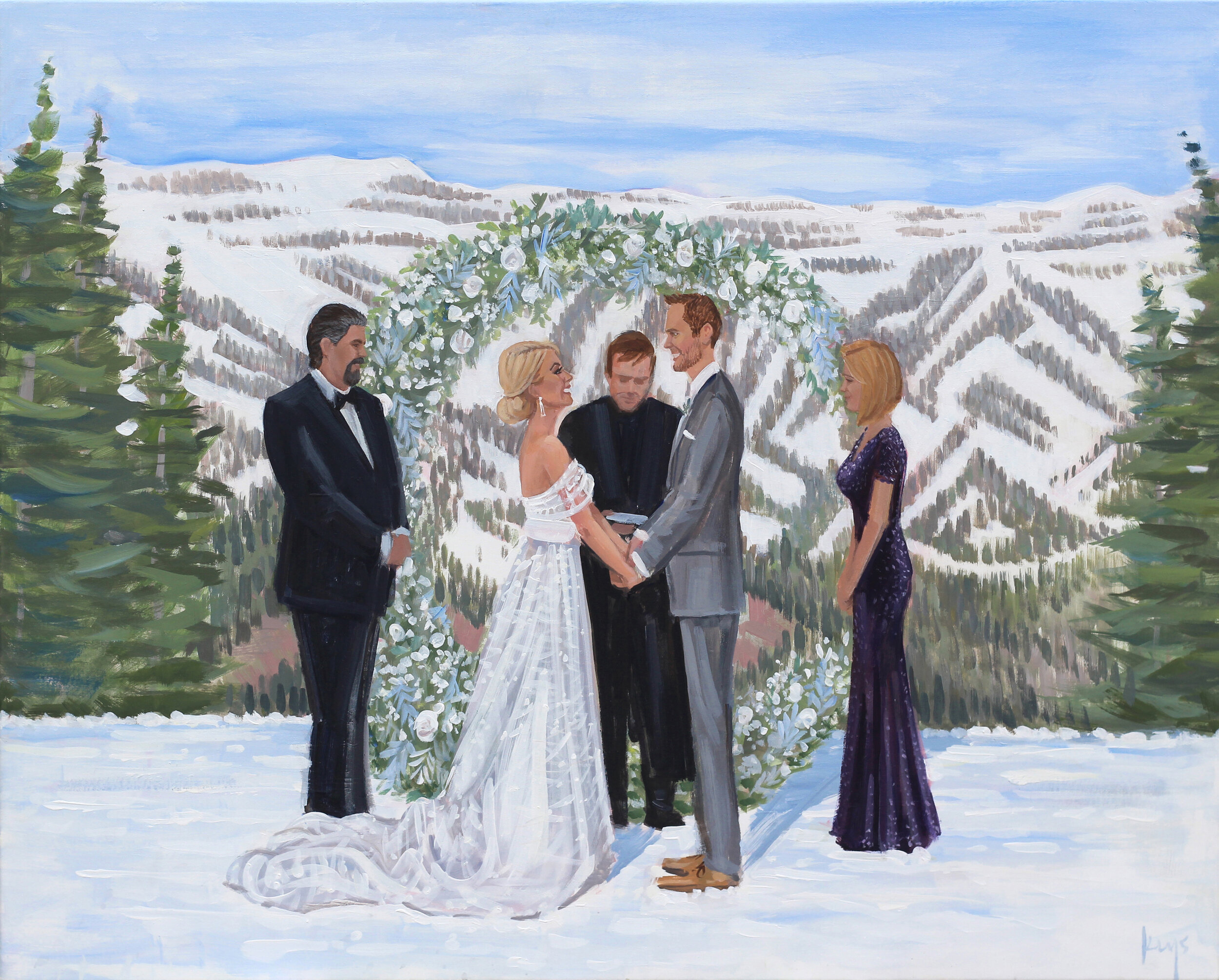 Colorado Live Wedding Painting at Telluride Ski Resort, San Sophia Overlook 