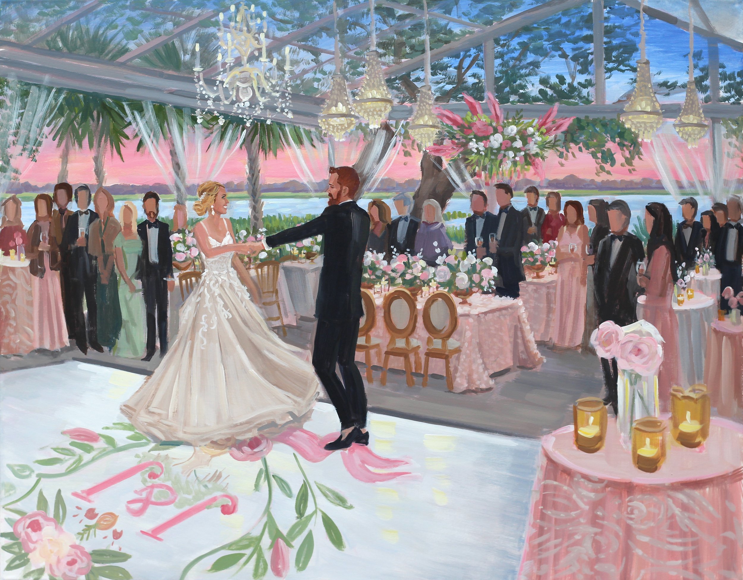 Lowndes Grove First Dance Live Wedding Painting