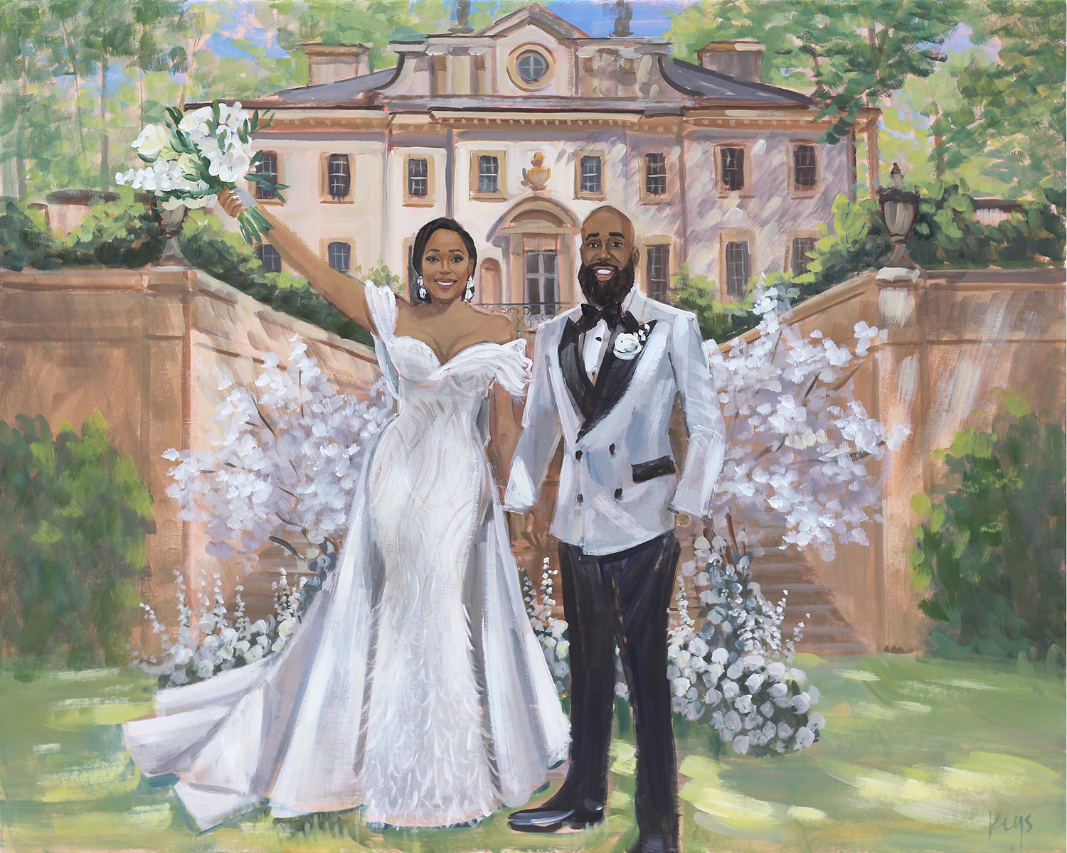Live Painting at Atlanta History Center Wedding with Swan House