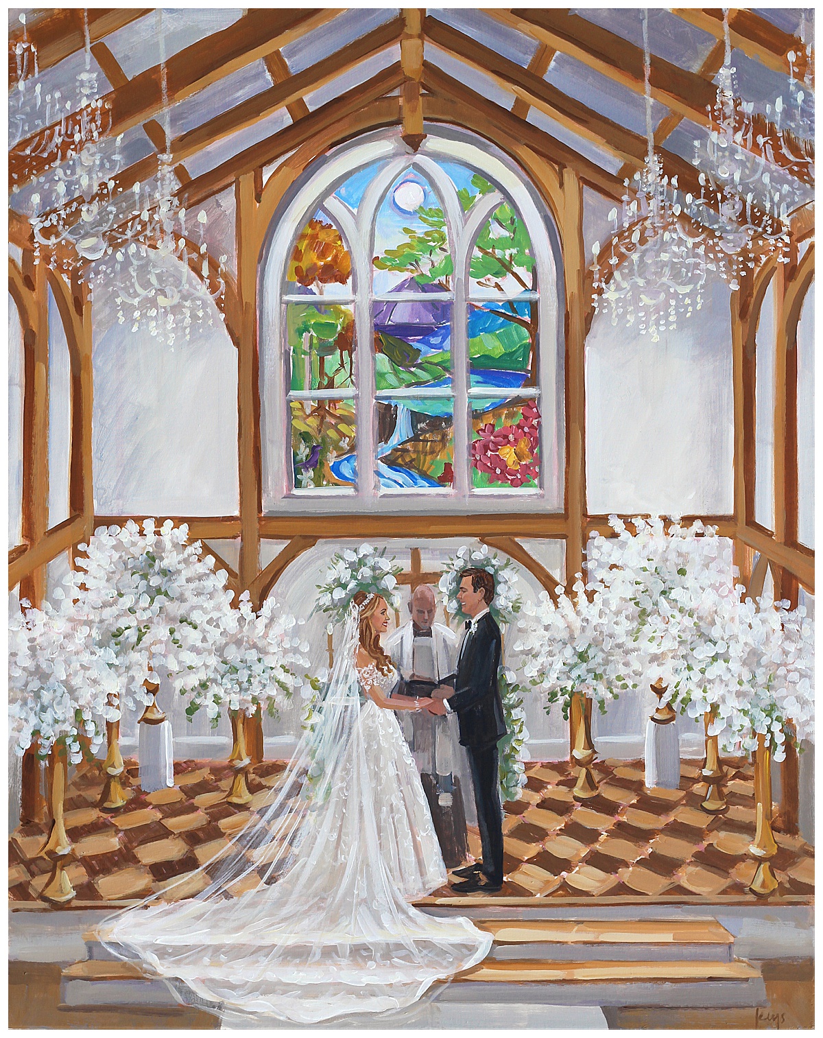 Alexis and Zach's Greenbrier Chapel Wedding Painting