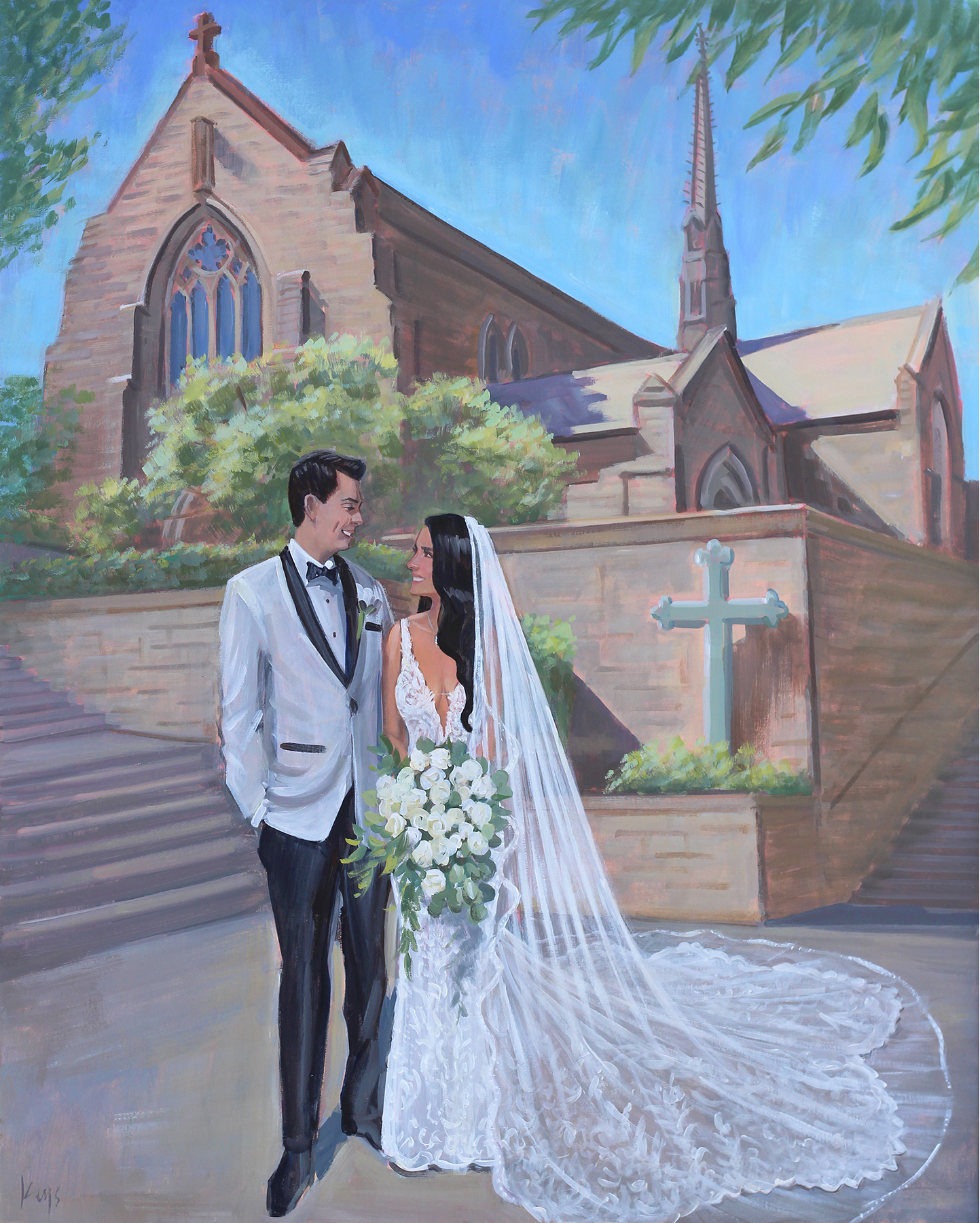 Baltimore Live Wedding Painter at Loyola Chapel wedding and Belvedere Hotel