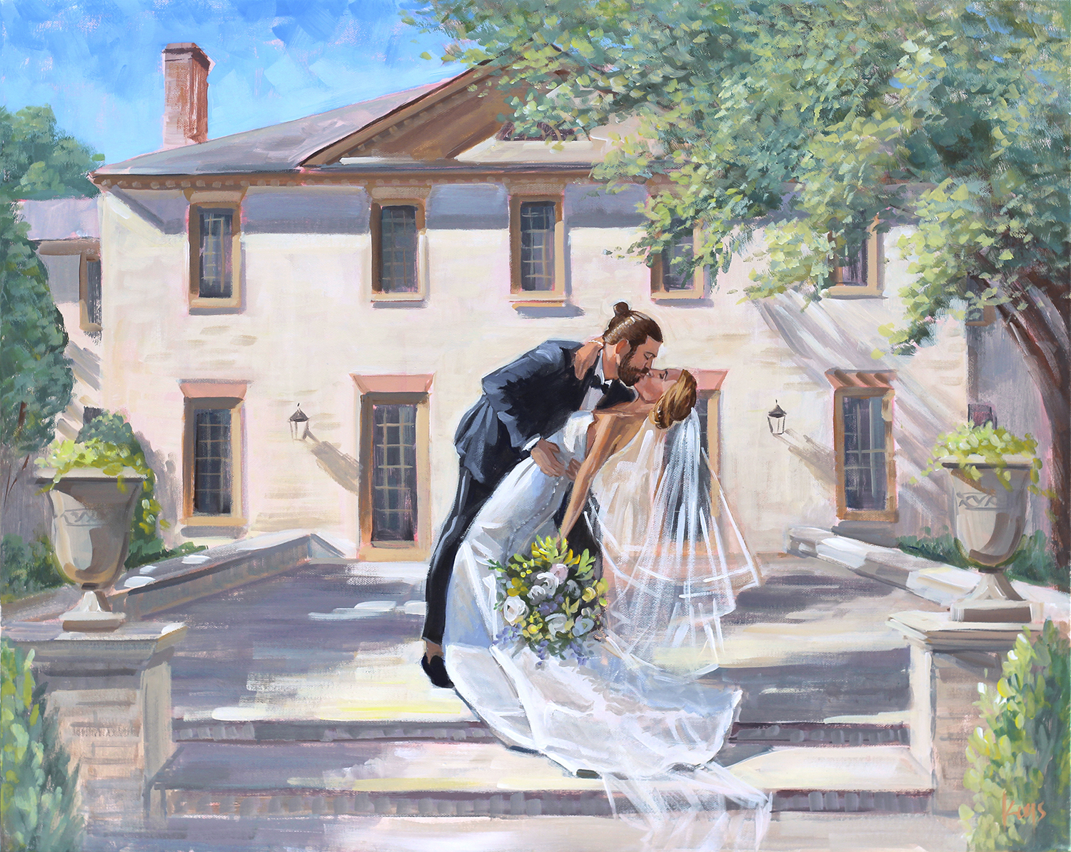 Live Williamsburg Inn Wedding Painting by Ben Keys