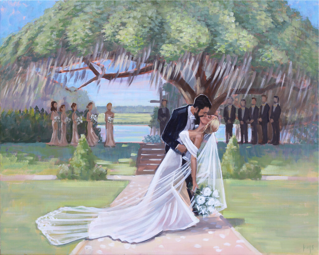 Middleton Place Live Wedding Painting by Charleston Artist, Ben Keys