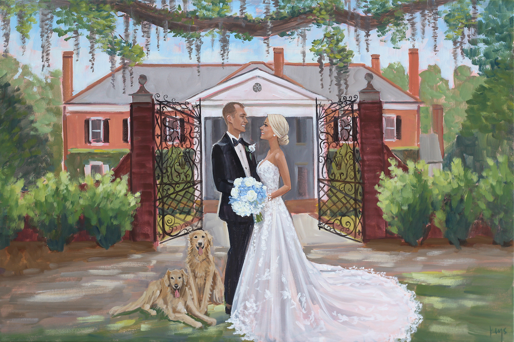 Boone Hall Wedding, by Charleston Live Wedding Painter