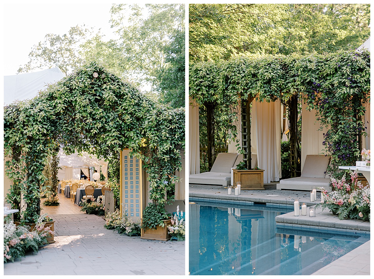 Luxury greenery details from Charlottesville Wedding at The Clifton, Live Virginia Wedding Painter Ben Keys Fine Art Studio