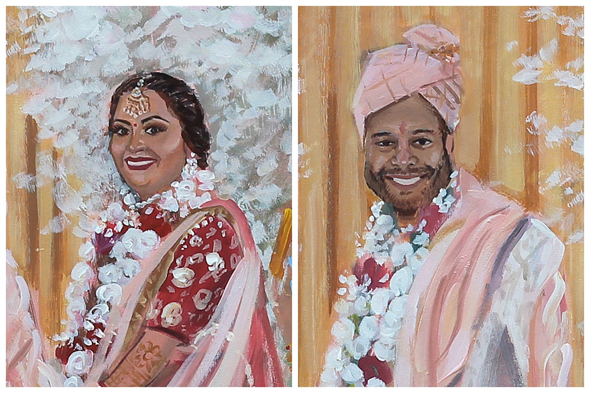 Chicago Live Wedding Painter at Lincolnshire Marriott Resort - South Asian Wedding Ceremony