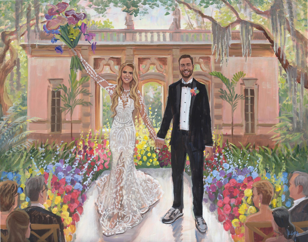 Vizcaya Museum Wedding by Palm Beach Live Wedding Painter, Ben Keys