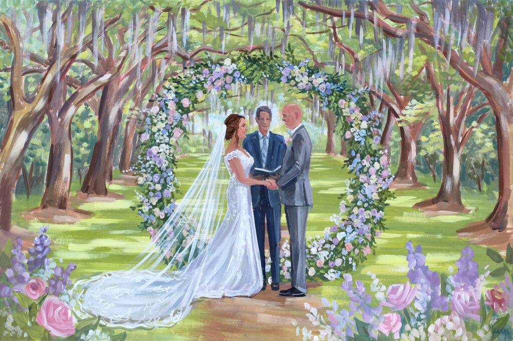 Legare Waring House Wedding by Charleston Live Wedding Painter, Ben Keys Fine Art Studio