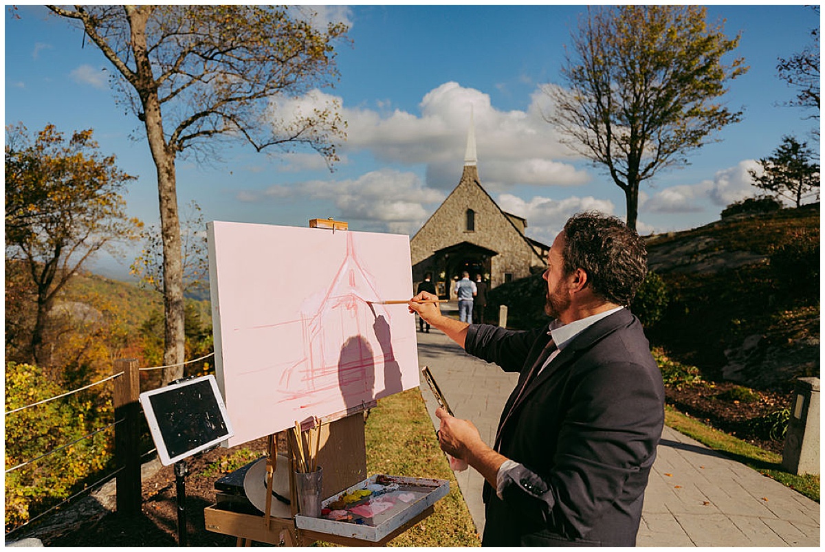 SC Live Wedding Painter at The Cliffs at Glassy Chapel, Glassy Mountain Wedding