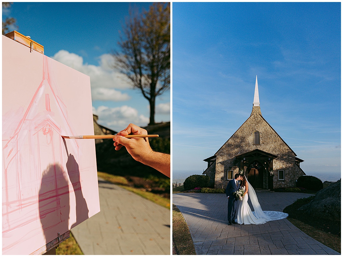 SC Live Wedding Painter at The Cliffs at Glassy Chapel, Glassy Mountain Wedding