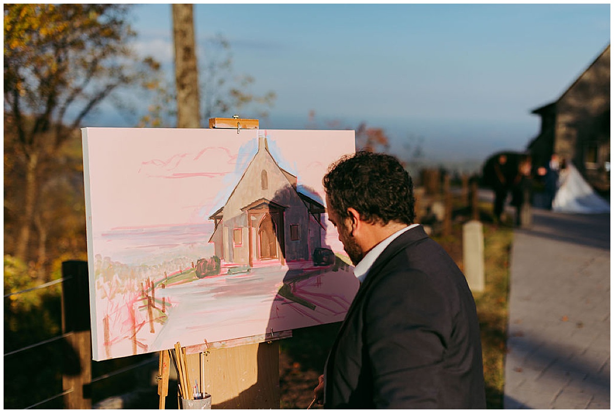 SC Live Wedding Painter at The Cliffs at Glassy Chapel, Glassy Mountain Wedding