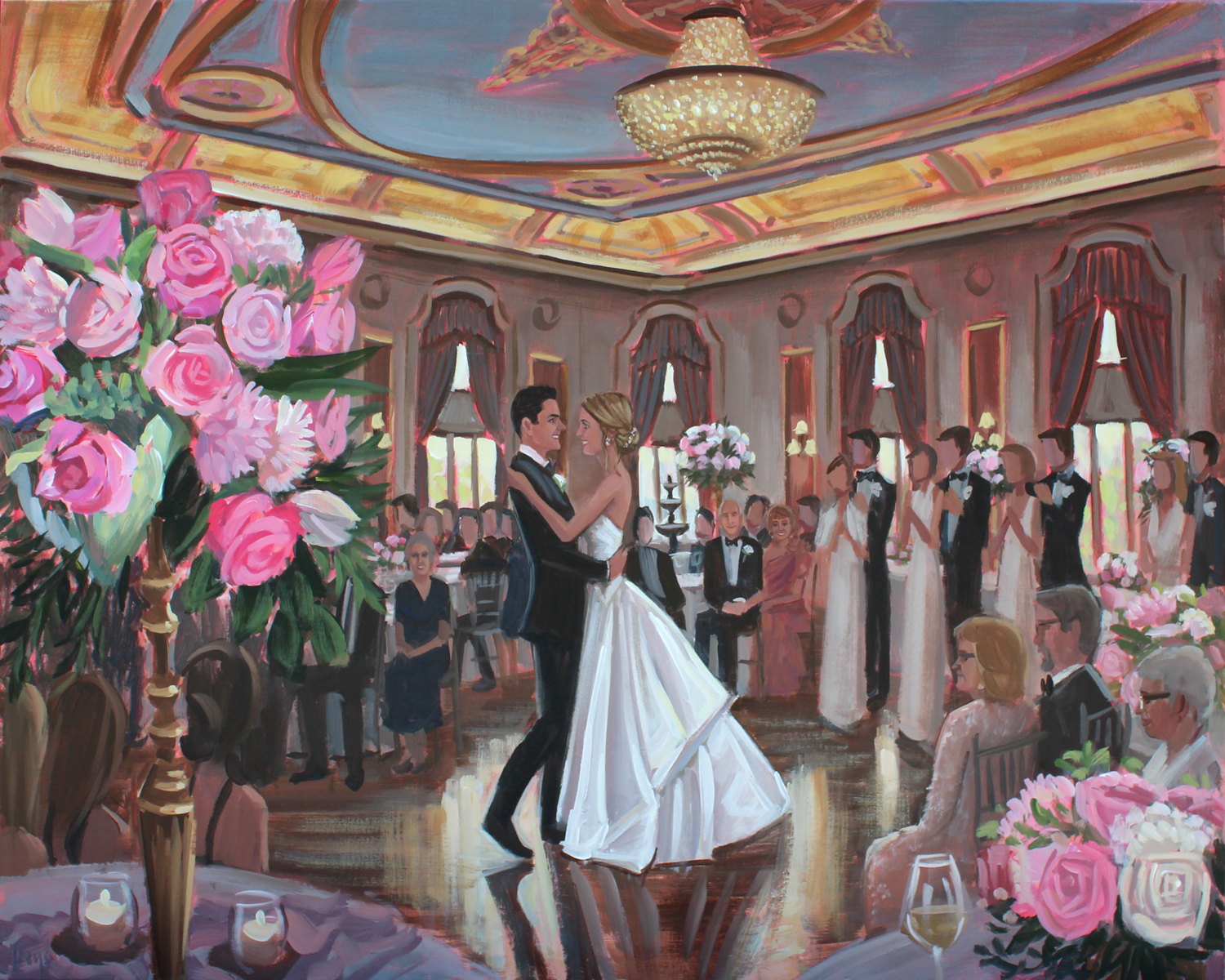 Palais Royale Wedding in South Bend Indiana by Live Wedding Painter, Ben Keys