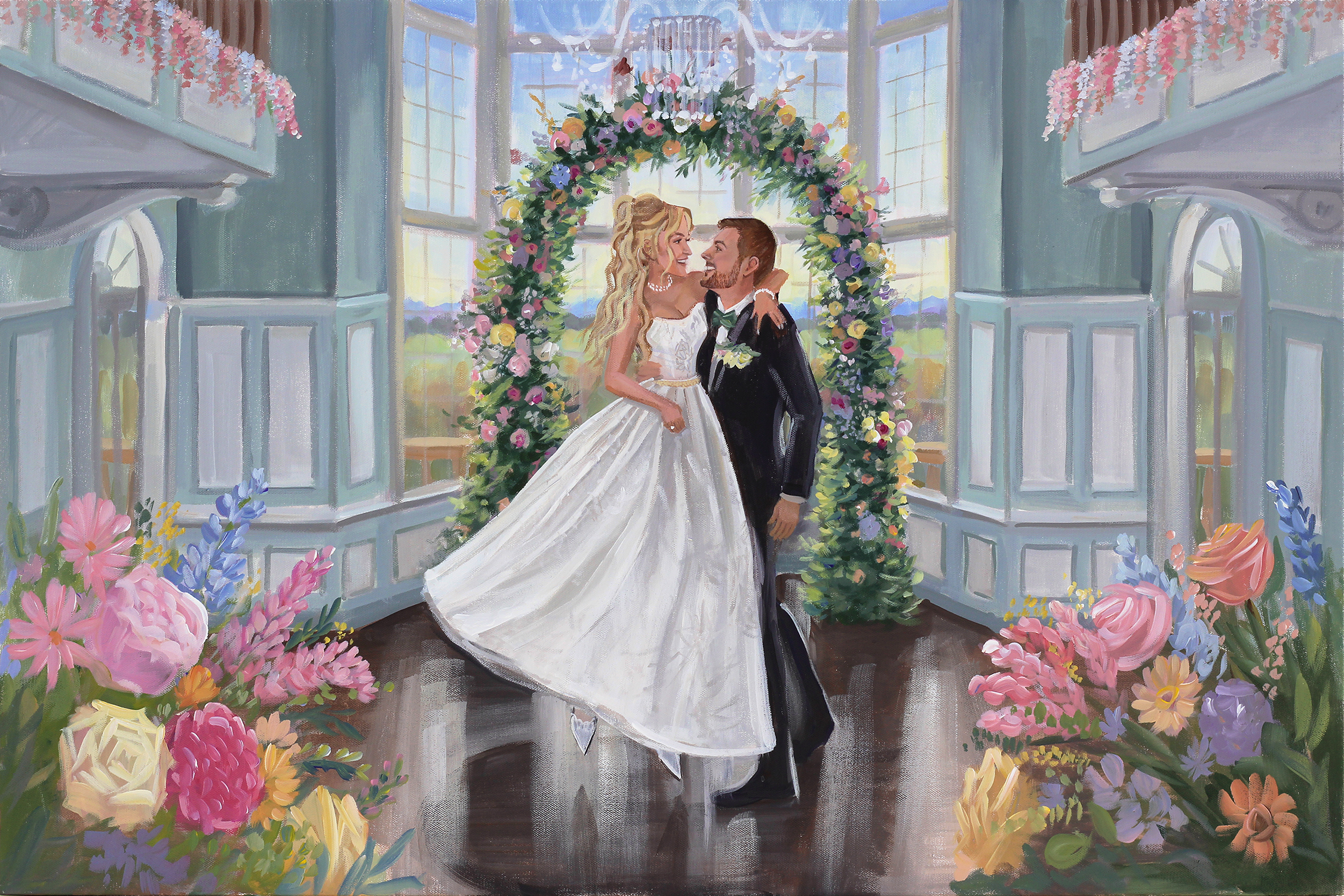 Estate at River Run Wedding - Richmond Live Wedding Painter, Ben Keys